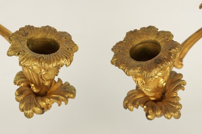 Lot 452 - A PAIR OF 19TH CENTURY ORMOLU FIGURAL THREE BRANCH CANDELABRA