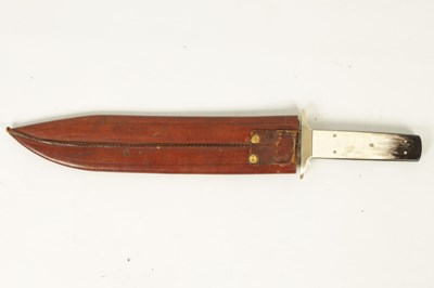 Lot 646 - A LARGE 19TH CENTURY HORN HANDLE BOWIE KNIFE BY BROOKES AND CROOKES, SHEFFIELD