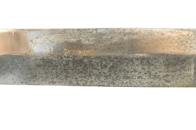 Lot 646 - A LARGE 19TH CENTURY HORN HANDLE BOWIE KNIFE BY BROOKES AND CROOKES, SHEFFIELD