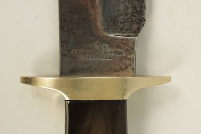 Lot 646 - A LARGE 19TH CENTURY HORN HANDLE BOWIE KNIFE BY BROOKES AND CROOKES, SHEFFIELD