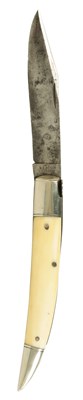 Lot 459 - A LARGE IVORY AND NICKEL LOCKING KNIFE SIGNED B.B. WELLS, STRAND