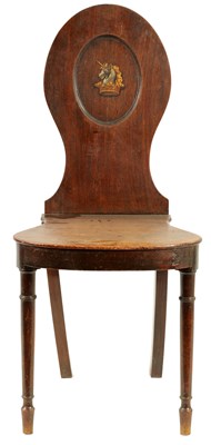 Lot 955 - A GEORGE III MAHOGANY HALL CHAIR