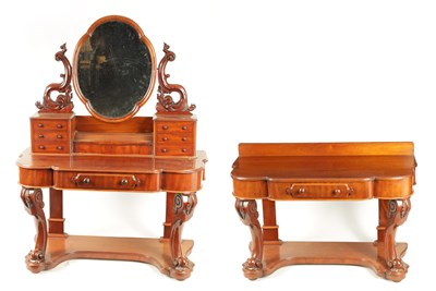 Lot 993 - A MATCHING 19TH CENTURY MAHOGANY DRESSING TABLE AND WASHSTAND