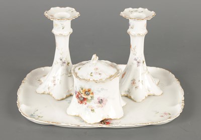 Lot 171 - AN EARLY 20TH CENTURY GERMAN PORCELAIN DRESSING TABLE SET