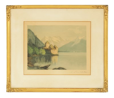 Lot 720 - AN EARLY 20TH CENTURY ENGRAVING OF CASTLE OF CHILLON