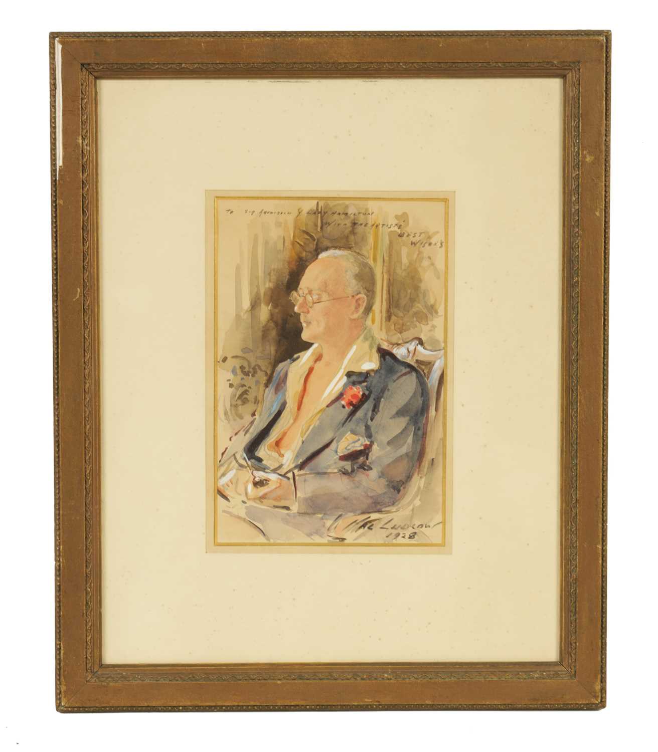 Lot 725 - AN EARLY 20TH CENTURY WATERCOLOUR PORTRAIT OF A GENTLEMEN