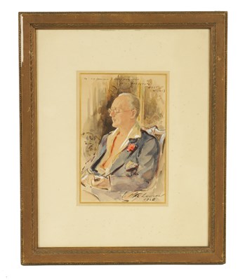 Lot 725 - AN EARLY 20TH CENTURY WATERCOLOUR PORTRAIT OF A GENTLEMEN