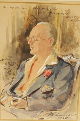 Lot 725 - AN EARLY 20TH CENTURY WATERCOLOUR PORTRAIT OF A GENTLEMEN