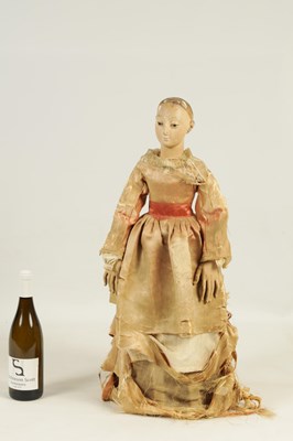 Lot 629 - A LARGE 18TH CENTURY CARVED WOOD DOLL