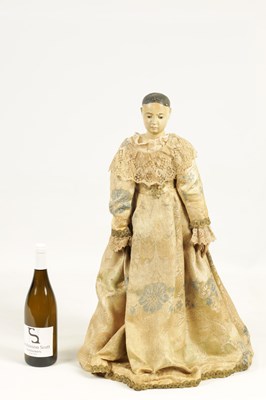 Lot 616 - A LARGE 18TH CENTURY CARVED WOOD DOLL