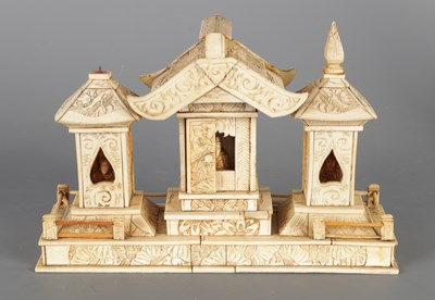 Lot 233 - A 19TH CENTURY CHINESE IVORY TEMPLE