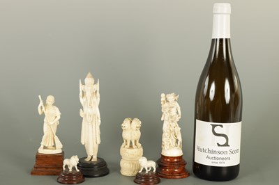 Lot 206 - A SELECTION OF SIX INDIAN IVORY SCULPTURES
