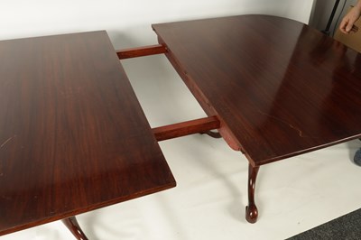 Lot 956 - A 20TH CENTURY MAHOGANY DOUBLE PEDESTAL D END DINING TABLE BY BRIGHTS OF NETTLEBED