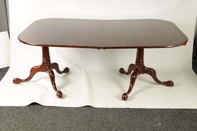 Lot 956 - A 20TH CENTURY MAHOGANY DOUBLE PEDESTAL D END DINING TABLE BY BRIGHTS OF NETTLEBED