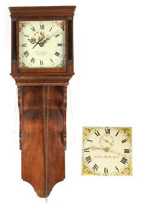 Lot 863 - WILLIAM NEWBY, KENDAL. A MID 18TH CENTURY PAINTED DIAL HOODED WALL CLOCK