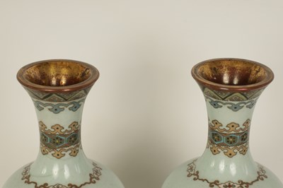 Lot 122 - A PAIR OF MEIJI PERIOD JAPANESE CLOISONNE VASES