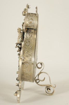 Lot 850 - A CASED 19TH CENTURY AUSTRO HUNGARIAN JEWELLED SILVER STRUT CLOCK