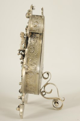 Lot 1106 - A CASED 19TH CENTURY AUSTRO HUNGARIAN JEWELLED SILVER STRUT CLOCK