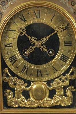 Lot 807 - A SMALL LATE 17TH CENTURY STYLE CONTRA BOULLE EBONISED MANTEL CLOCK CIRCA 1880