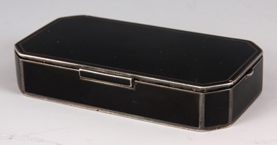 Lot 502 - A 19TH CENTURY BLACK ENAMEL AND SILVERED METAL...