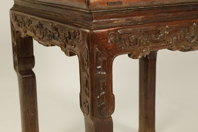 Lot 140 - A 19TH CENTURY CHINESE HARDWOOD SQUARE OCCASIONAL TABLE
