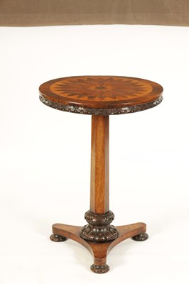 Lot 922 - A REGENCY ROSEWOOD AND SPECIMEN INLAID TILT TOP OCCASIONAL TABLE