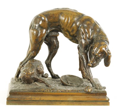 Lot 594 - H. FOUQUEZ. A LATE 19TH CENTURY FRENCH PATINATED BRONZE SCULPTURE