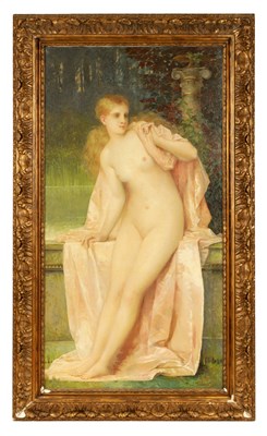 Lot 438 - PAUL PROSPER TILLER (1834 - 1915)  LATE 19TH CENTURY OIL ON CANVAS - LIFE-SIZE NUDE PORTRAIT