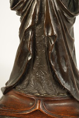 Lot 597 - ADOLF FERDINAND WALTER JAHN (1858 - 1941) AN ART NOUVEAU MIXED MEDIA SCULPTURE IN WOOD, MARBLE, BRONZE AND IVORY