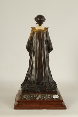 Lot 597 - ADOLF FERDINAND WALTER JAHN (1858 - 1941) AN ART NOUVEAU MIXED MEDIA SCULPTURE IN WOOD, MARBLE, BRONZE AND IVORY