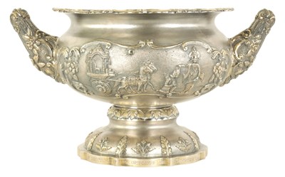 Lot 184 - A FINE 19TH CENTURY INDIAN SILVER TWO-HANDLED BOWL