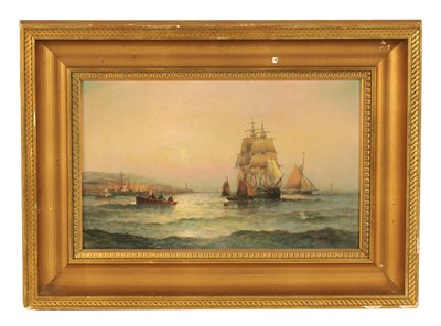 Lot 410 - WILLIAM THORNLEY (1857 - 1935)  LATE 19TH/EARLY 20TH CENTURY MARINE SCENE OIL ON CANVAS