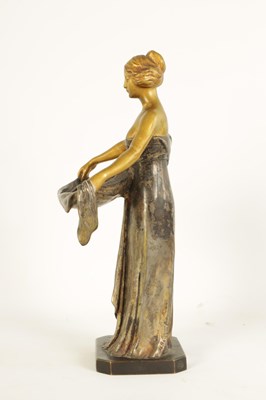 Lot 599 - MAURICE BOUVAL (1863-1916)  AN ART NOUVEAU GILT AND SILVERED BRONZE FIGURE