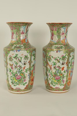 Lot 195 - A LARGE PAIR OF 19TH CENTURY CANTONESE VASES