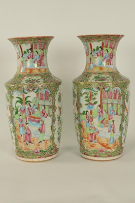 Lot 195 - A LARGE PAIR OF 19TH CENTURY CANTONESE VASES