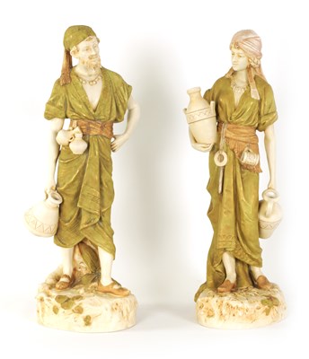 Lot 53 - A LARGE PAIR OF LATE 19TH/EARLY 20TH CENTURY ROYAL DUX STANDING FIGURES