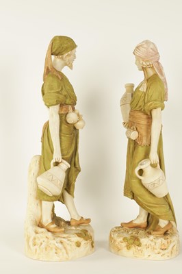 Lot 53 - A LARGE PAIR OF LATE 19TH/EARLY 20TH CENTURY ROYAL DUX STANDING FIGURES