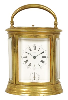 Lot 705 - DROCOURT.  A 19TH CENTURY FRENCH OVAL CASED GRAND SONNERIE  REPEATING CARRIAGE CLOCK