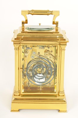 Lot 713 - MARGAINE.  A FINE AND RARE 19TH CENTURY FRENCH GRAND SONNERIE CARRIAGE CLOCK WITH MOONPHASE AND CALENDAR