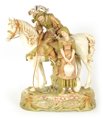 Lot 56 - A LATE 19TH CENTURY ROYAL DUX, BOHEMIA HORSE AND FIGURE GROUP