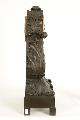 Lot 837 - AN EARLY 19TH CENTURY PATINATED BRONZE AND ORMOLU MANTEL CLOCK