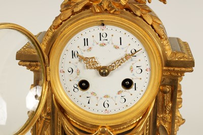 Lot 834 - A LATE 19TH CENTURY FRENCH ORMOLU AND PINK MARBLE MANTEL CLOCK