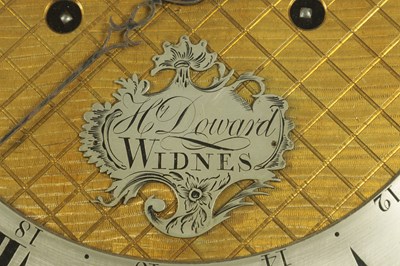 Lot 786 - HENRY DOWARD, WIDNES.  A GEORGE III FIGURED MAHOGANY LONGCASE CLOCK