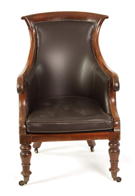 Lot 929 - A LATE REGENCY MAHOGANY LEATHER UPHOLSTERED LIBRARY CHAIR