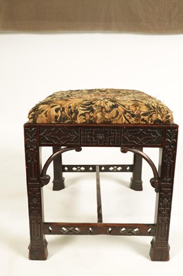 Lot 936 - A RARE EARLY GEORGE III CHIPPENDALE DESIGN MAHOGANY STOOL