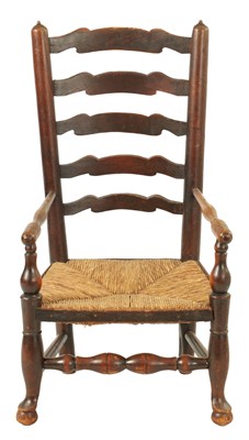 Lot 51 - A 19TH CENTURY ASH AND ELM LADDER BACK CHILDS CHAIR