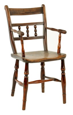 Lot 1097 - A 19TH CENTURY ELM AND FRUITWOOD CHILDS ARMCHAIR