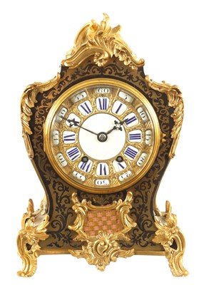 Lot 829 - A LATE 19TH CENTURY FRENCH BOULLE AND ORMOLU MOUNTED MANTEL CLOCK