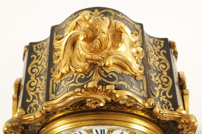 Lot 829 - A LATE 19TH CENTURY FRENCH BOULLE AND ORMOLU MOUNTED MANTEL CLOCK