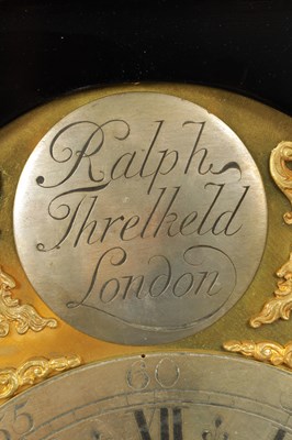 Lot 775 - RALPH THRELKELD, LONDON.  A GEORGE II EBONISED BRACKET CLOCK WITH PULL QUARTER REPEAT